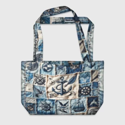 Пляжная сумка 3D Пэчворк с якорем - джинсовка моряка 
