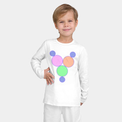Пижама с принтом Окружности матрешки для ребенка, вид на модели спереди №2. Цвет основы: белый