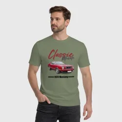 Мужская футболка хлопок Американский маслкар Ford Mustang 1974 года - фото 2