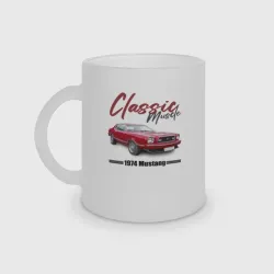 Кружка матовая стеклянная Американский маслкар Ford Mustang 1974 года