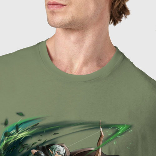 Мужская футболка хлопок Высшая Эльфийка-Лучница из Goblin Slayer, цвет авокадо - фото 6