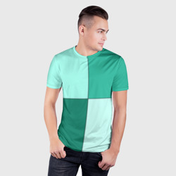 Мужская футболка 3D Slim Геометричный зелёный и мятный - фото 2
