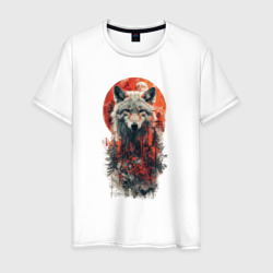 Волк абстракция – Мужская футболка хлопок с принтом купить со скидкой в -20%