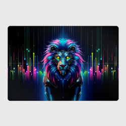 Магнитный плакат 3Х2 Неоновый лев в стиле киберпанк
