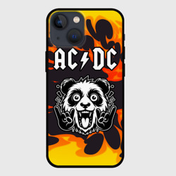 Чехол для iPhone 13 mini AC DC рок панда и огонь