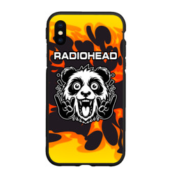 Чехол для iPhone XS Max матовый Radiohead рок панда и огонь