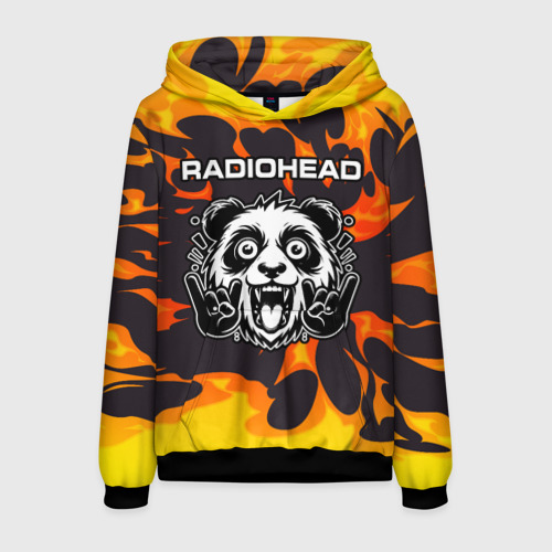 Мужская толстовка 3D Radiohead рок панда и огонь, цвет черный
