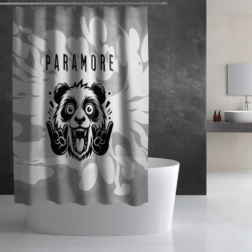 Штора 3D для ванной Paramore рок панда на светлом фоне - фото 3