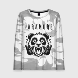 Женский лонгслив 3D Paramore рок панда на светлом фоне