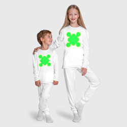 Пижама с принтом Салатовая фигура с контуром для ребенка, вид на модели спереди №5. Цвет основы: белый
