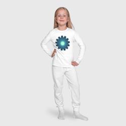 Пижама с принтом Шестеренки друг в друге для ребенка, вид на модели спереди №4. Цвет основы: белый