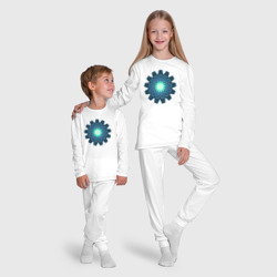 Пижама с принтом Шестеренки друг в друге для ребенка, вид на модели спереди №5. Цвет основы: белый