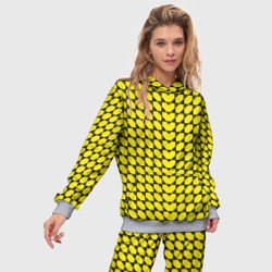 Женский костюм с толстовкой 3D Жёлтые лепестки шестиугольники - фото 2