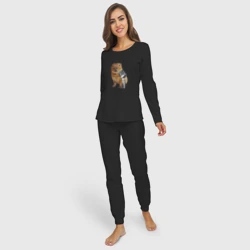 Женская пижама с лонгсливом хлопок Капибара с микрофоном - фото 2