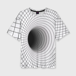 Червоточина - черная сетка на белом – Женская футболка oversize 3D с принтом купить со скидкой в -50%