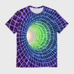 Мужская футболка 3D Червоточина - трехцветная сетка со свечением