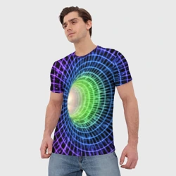 Мужская футболка 3D Червоточина - трехцветная сетка со свечением - фото 2