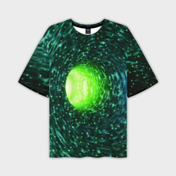 Червоточина - зеленый водоворот со свечением – Мужская футболка oversize 3D с принтом купить со скидкой в -50%
