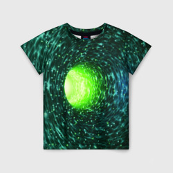 Червоточина - зеленый водоворот со свечением – Детская футболка 3D с принтом купить со скидкой в -33%