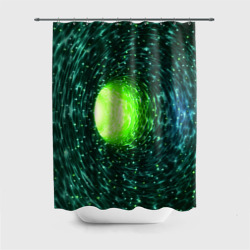 Червоточина - зеленый водоворот со свечением – Штора 3D для ванной с принтом купить