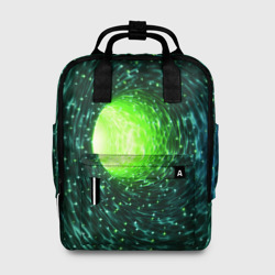 Червоточина - зеленый водоворот со свечением – Женский рюкзак 3D с принтом купить