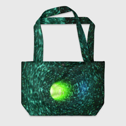 Червоточина - зеленый водоворот со свечением – Пляжная сумка 3D с принтом купить
