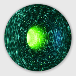 Червоточина - зеленый водоворот со свечением – Круглый коврик для мышки с принтом купить