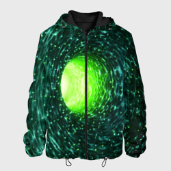 Червоточина - зеленый водоворот со свечением – Мужская куртка 3D с принтом купить со скидкой в -10%