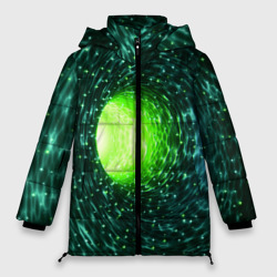 Червоточина - зеленый водоворот со свечением – Женская зимняя куртка Oversize с принтом купить