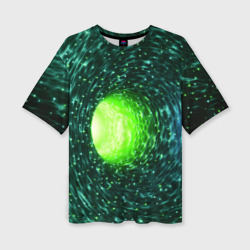 Червоточина - зеленый водоворот со свечением – Женская футболка oversize 3D с принтом купить со скидкой в -50%