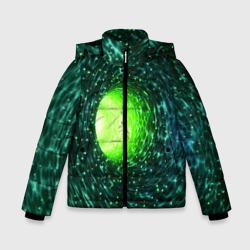 Червоточина - зеленый водоворот со свечением – Зимняя куртка для мальчиков 3D с принтом купить