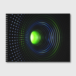 Червоточина - кольца из кубов с зеленым свечением – Альбом для рисования с принтом купить со скидкой в -45%