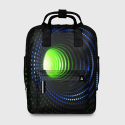 Червоточина - кольца из кубов с зеленым свечением – Женский рюкзак 3D с принтом купить