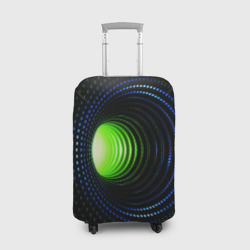 Червоточина - кольца из кубов с зеленым свечением – Чехол для чемодана 3D с принтом купить