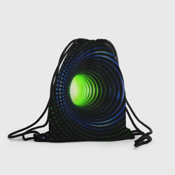 Червоточина - кольца из кубов с зеленым свечением – Рюкзак-мешок 3D с принтом купить со скидкой в -25%