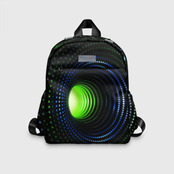 Червоточина - кольца из кубов с зеленым свечением – Детский рюкзак 3D с принтом купить со скидкой в -33%