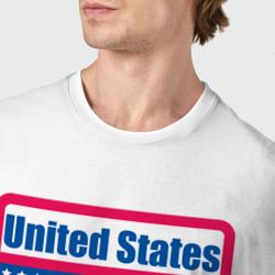 Футболка с принтом United States для мужчины, вид на модели спереди №4. Цвет основы: белый