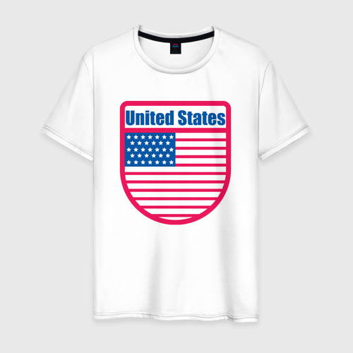 Мужская футболка из хлопка с принтом United States, вид спереди №1