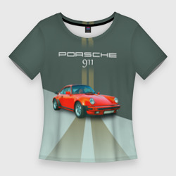 Женская футболка 3D Slim Porsche спортивный немецкий автомобиль