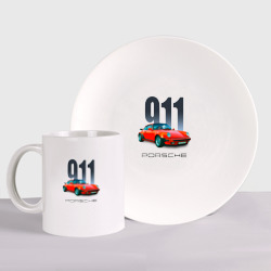 Набор: тарелка + кружка Porsche 911 спортивный немецкий автомобиль