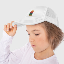 Кепка с принтом Tardis colors для ребенка, вид на модели спереди №3. Цвет основы: белый