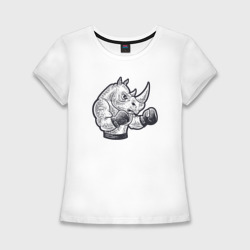 Женская футболка хлопок Slim Носорог боксёр