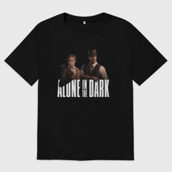 Мужская футболка хлопок Oversize Alone in the dark - Emily and Edward