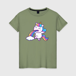 Rainbow unicorn – Женская футболка хлопок с принтом купить со скидкой в -20%