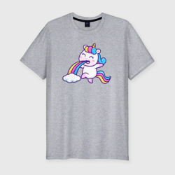 Мужская футболка хлопок Slim Rainbow unicorn