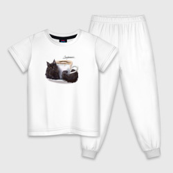 Мейн кун и чашка кофе – Детская пижама хлопок с принтом купить со скидкой в -9%