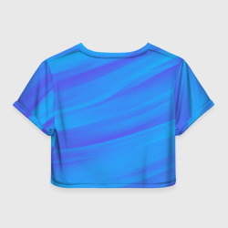 Топик (короткая футболка или блузка, не доходящая до середины живота) с принтом Россия - синие волны для женщины, вид сзади №1. Цвет основы: белый