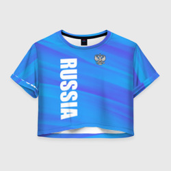 Россия - синие волны – Женская футболка Crop-top 3D с принтом купить