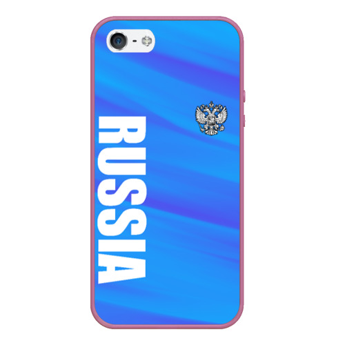 Чехол для iPhone 5/5S матовый с принтом Россия - синие волны, вид спереди №1