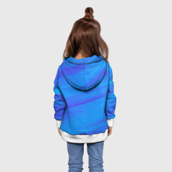 Толстовка с принтом Россия - синие волны для ребенка, вид на модели сзади №2. Цвет основы: белый